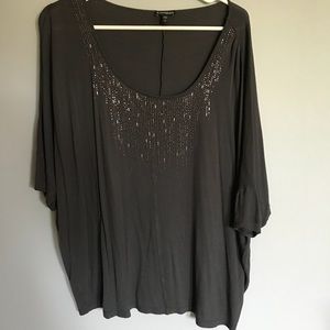 Express Cute Flowy Top - Grey